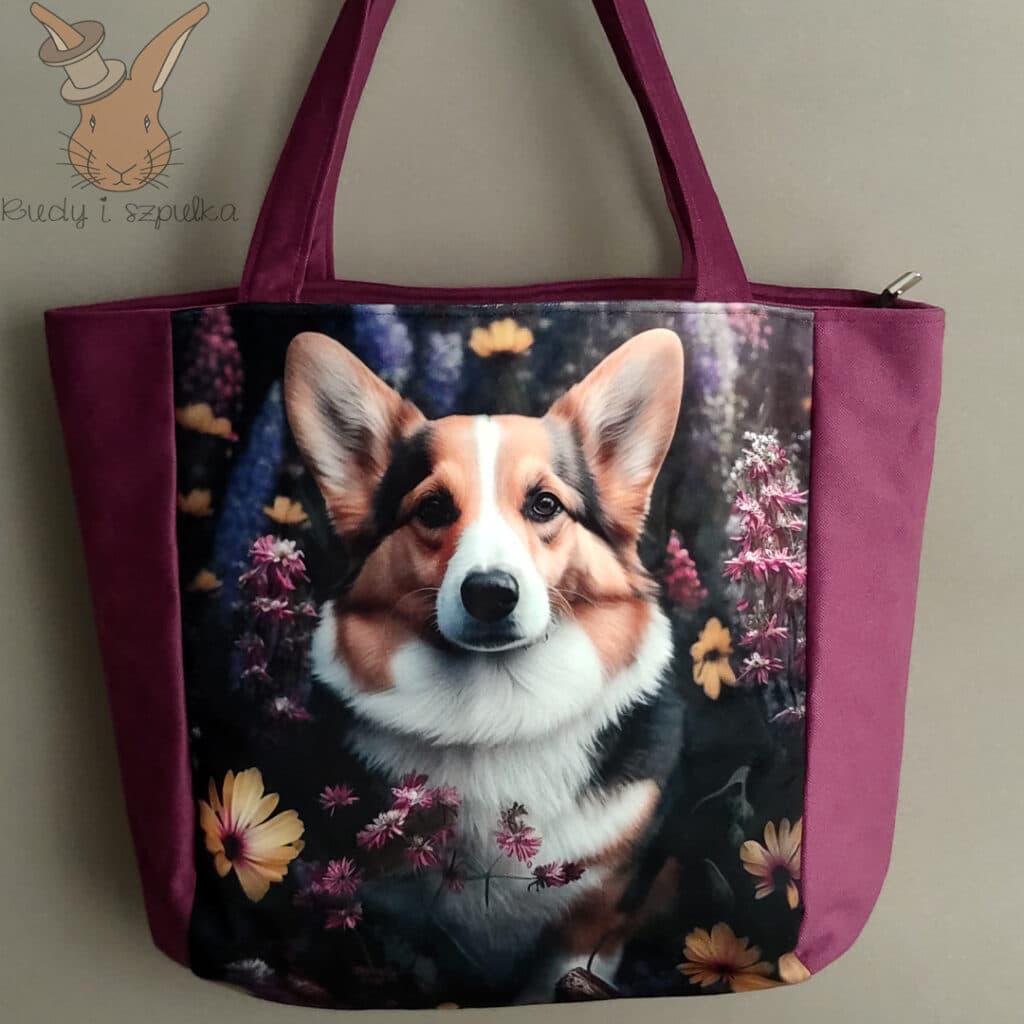 torebka welurowa welsh corgi