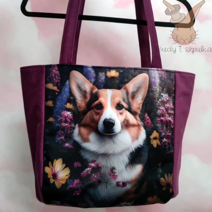 Torebka welurowa Welsh Corgi