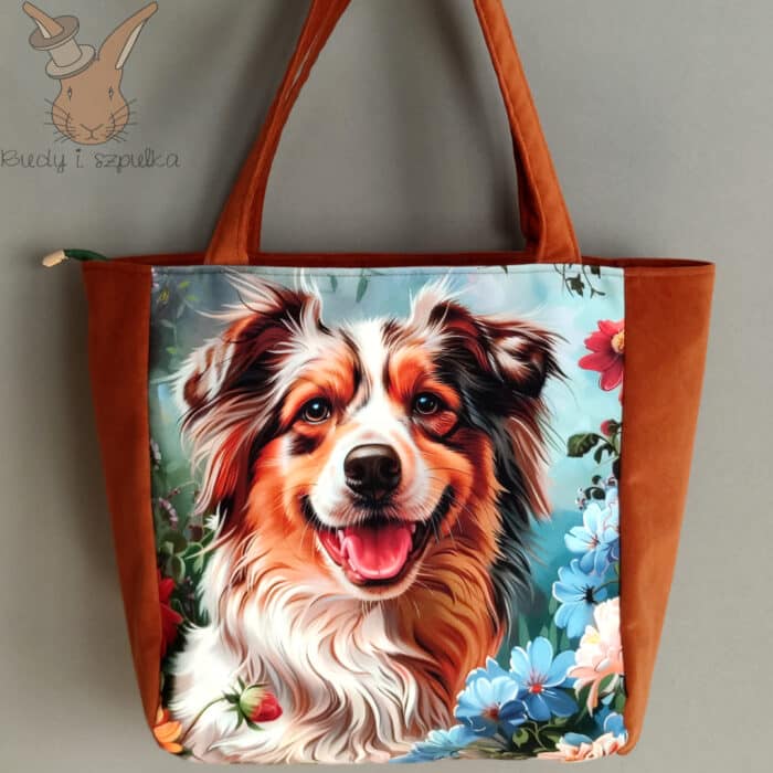 Torebka welurowa Owczarek Australijski