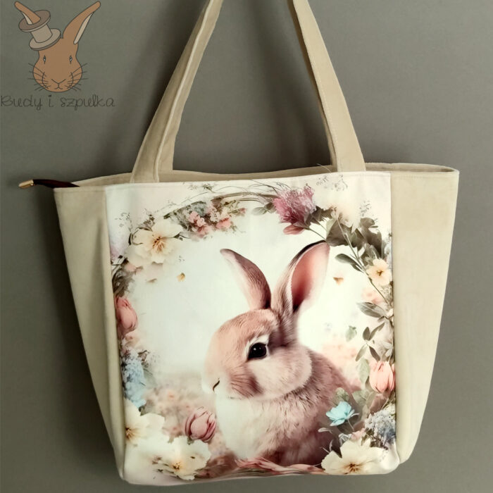 Torebka welurowa z królikiem
