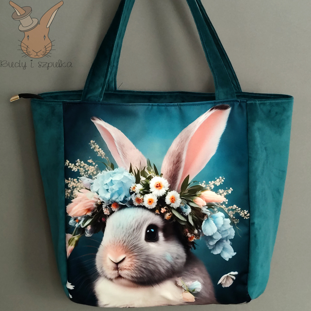 Torebka welurowa z królikiem