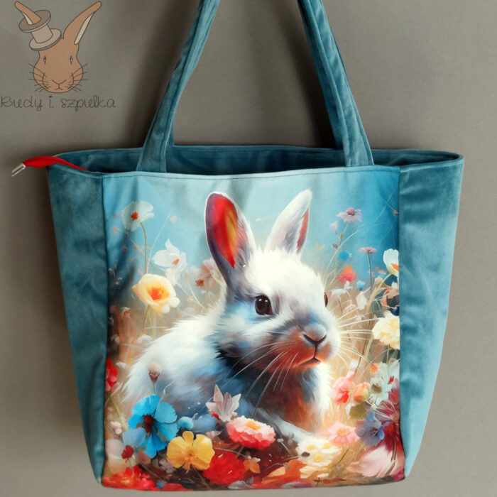 Torebka welurowa z królikiem