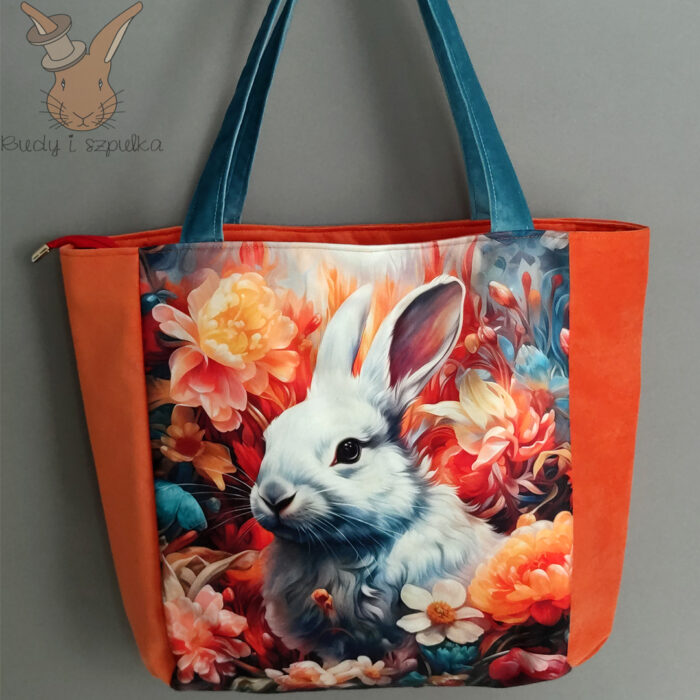 Torebka welurowa z królikiem