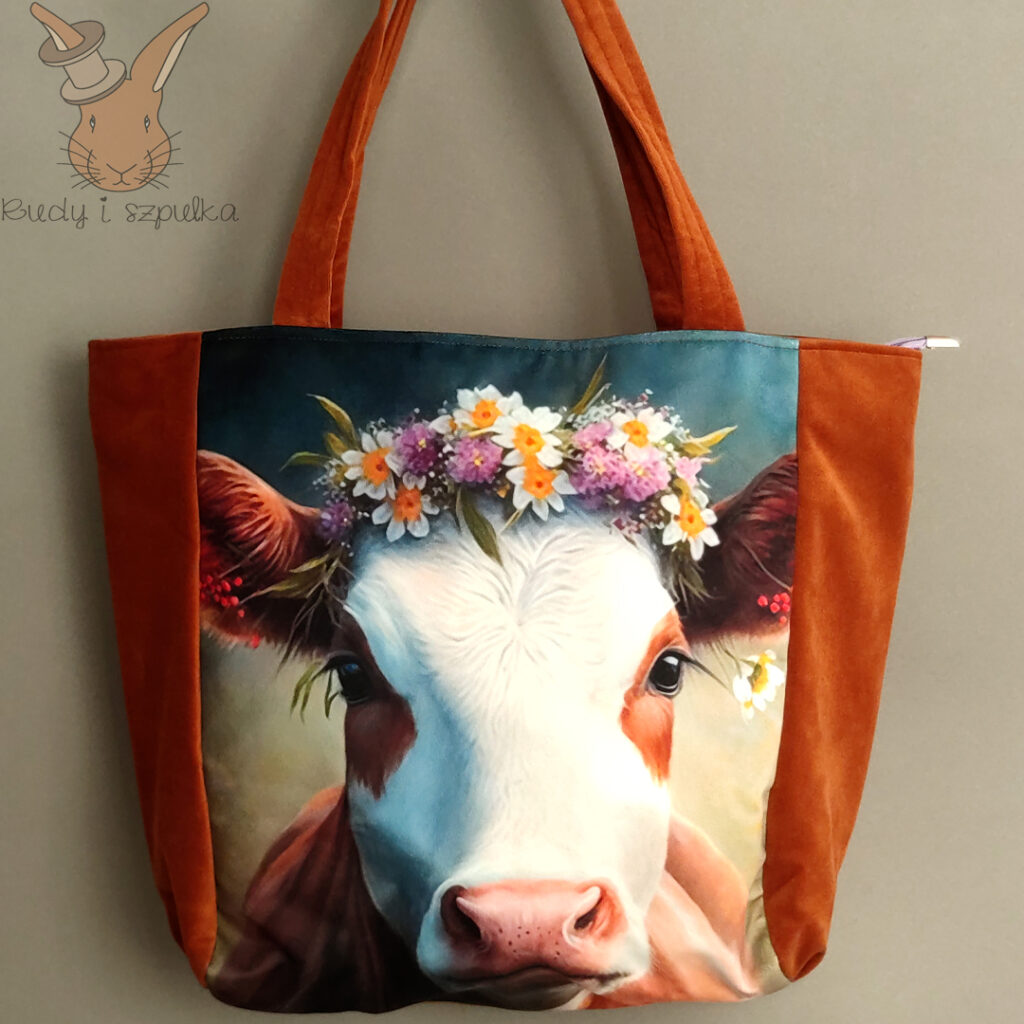 Torebka welurowa krowa