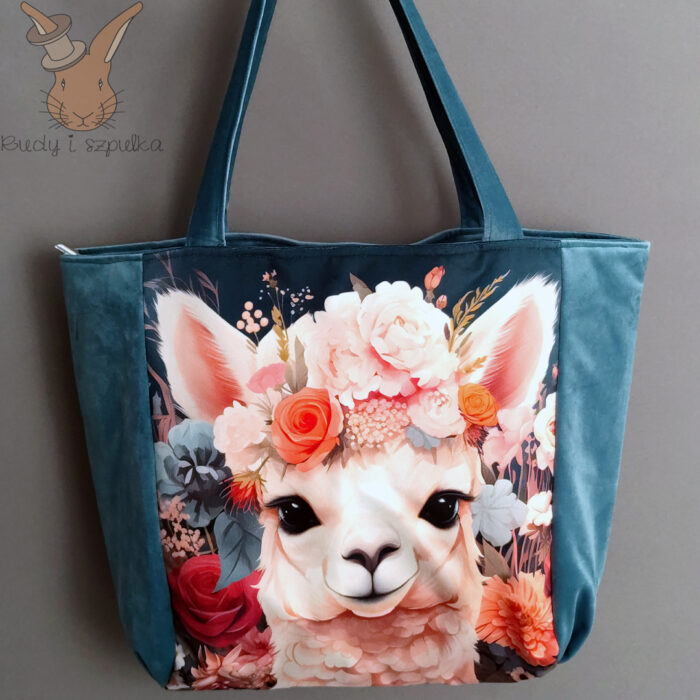 Torebka welurowa z lamą
