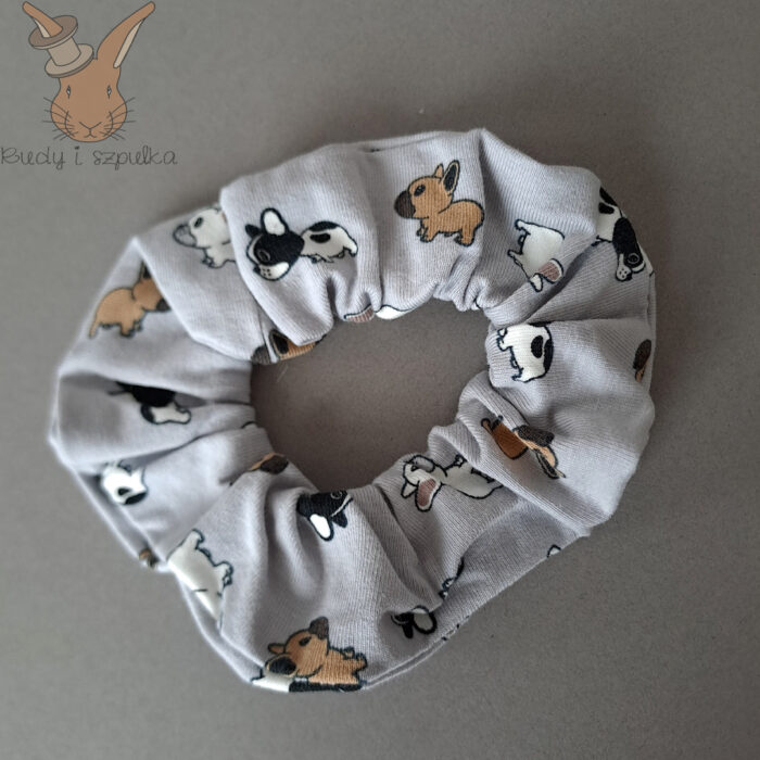 Scrunchie z buldogiem francuskim