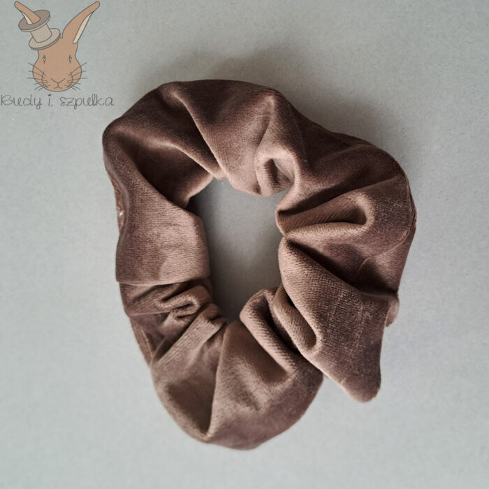 Scrunchie welur brąz