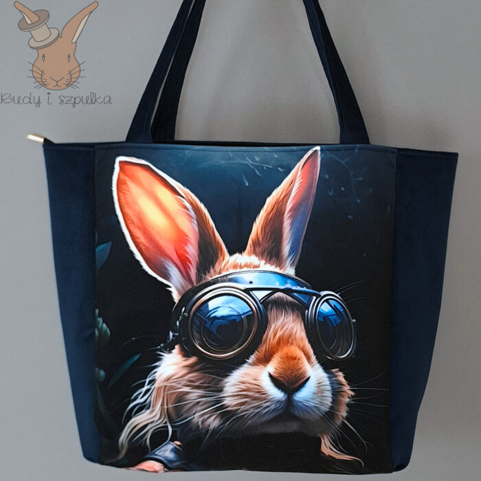 Torebka welurowa z zającem