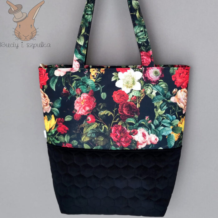 Torebka codzienna na ramię z różami i tulipanami