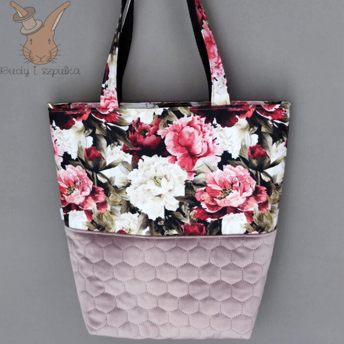 Torebka codzienna na ramię z piwoniami